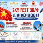 Đại kỳ 100m² bay cao trên bầu trời biển NovaWorld Phan Thiết mừng ngày thống nhất